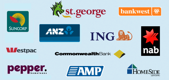 Mortgages from; ANZ,Colonial,Bankwest,Commenwealth,ING,Westpac,St. George,GE